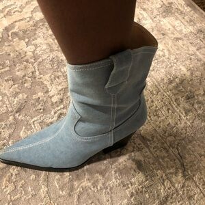 Chic Sky Blue Heeled Boots